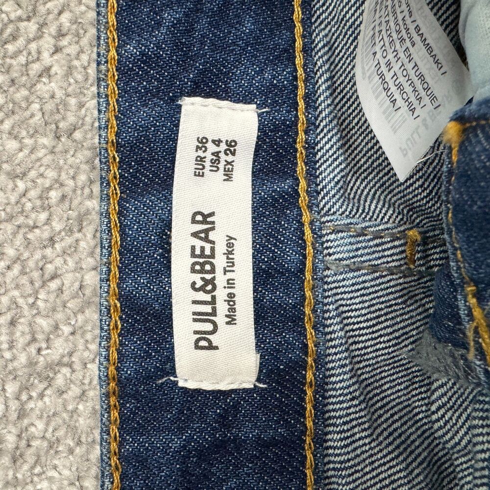 Pull & Bear Straight High Rise Full Length Denim Jeans Womens 4 26 Dark Blue NWT - Picture 8 of 16